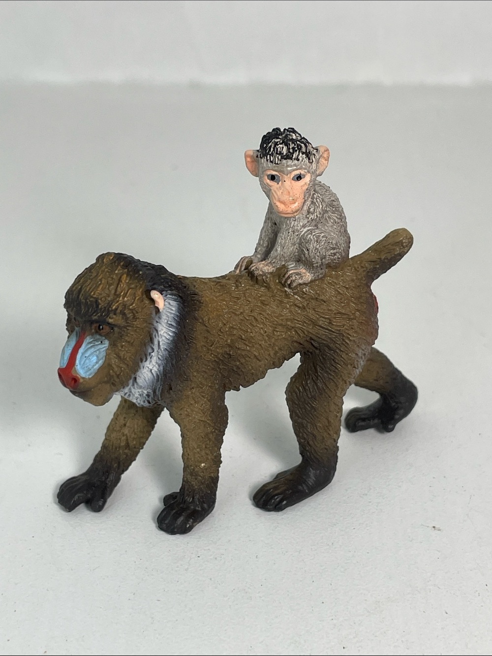 Schleich MANDRILL w/Baby Female Baboon Retired Animal Figure 2013